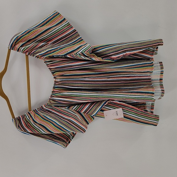 Joyspun Pullover Smocked Blouse Size XL Cotton Top Striped Flowy NWT - Picture 7 of 7